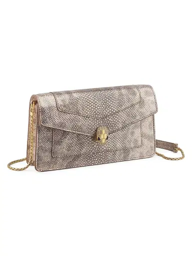 BVLGARI Women's Serpenti Forever Snakeskin-Embossed Leather Pochette - Milky Opal | Thumbnail 1