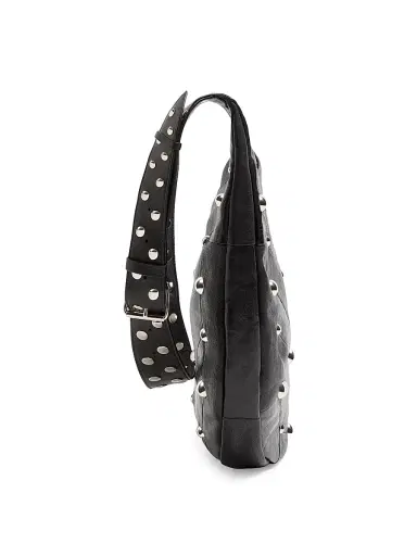 Valentino Garavani Women's Hoboho Hobo Bag in Chevron Pattern Nappa Leather with Studs - Black | Thumbnail 5