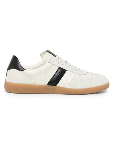 Tom Ford Men's T-Bar Leather & Suede Low-Top Sneakers - White Black Amber - Size 11.5 | Thumbnail 1 Tom Ford Men's T-Bar Leather & Suede Low-Top Sneakers - White Black Amber - Size 11.5 | Thumbnail 1