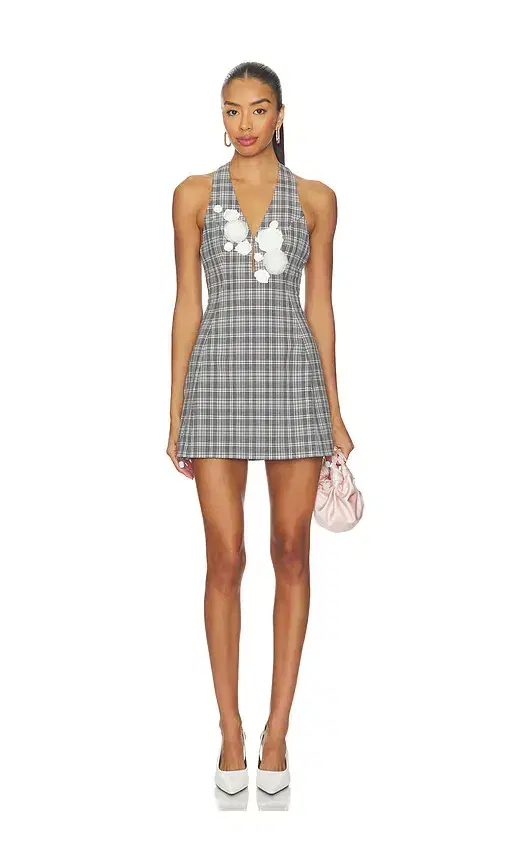 Yuhan Wang Hand Crafted Rose Check Dress