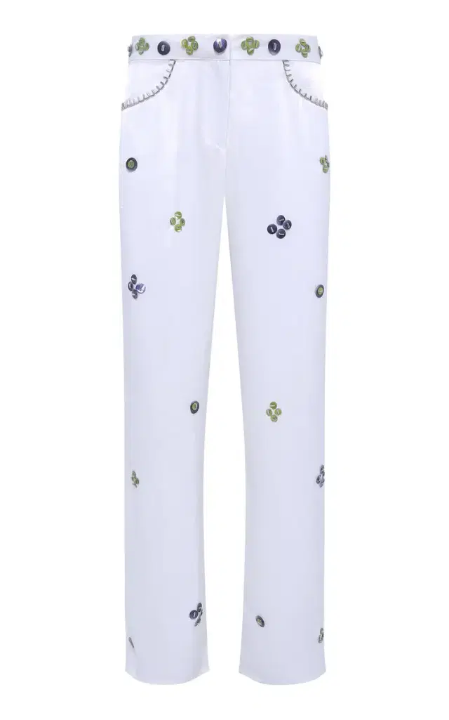 SIEDRÉS Brity Embellished Satin Straight-Leg Pants