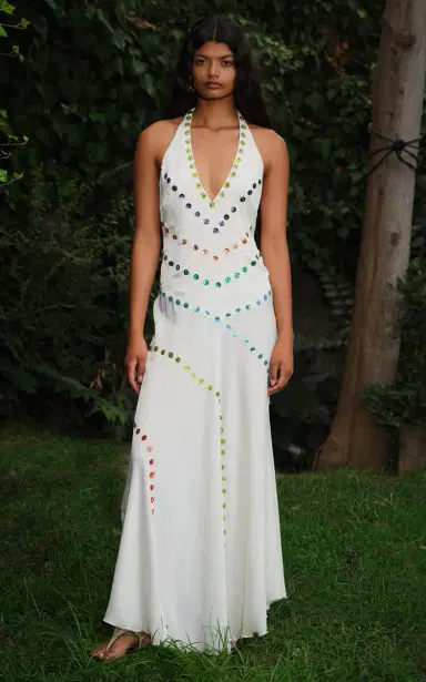 SIEDRÉS Vicka Beaded Satin Maxi Dress | Thumbnail 2