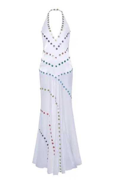 SIEDRÉS Vicka Beaded Satin Maxi Dress | Thumbnail 1