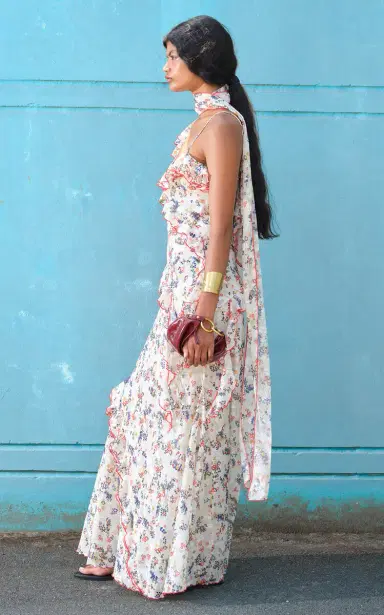 SIEDRÉS Monica Scarf-Detailed Devoré Chiffon Maxi Dress | Thumbnail 6