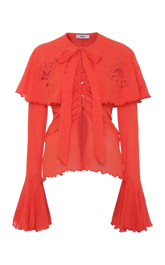 SIEDRÉS Stella Cape-Effect Mesh Top