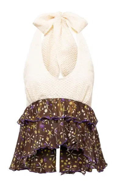 SIEDRÉS Lori Ruffled Lace-Chiffon Top | Thumbnail 1