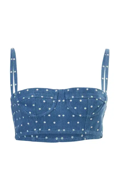 Carolina Herrera Denim Bustier Crop Top | Thumbnail 4