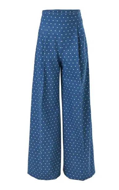 Carolina Herrera Marisol Polka-Dot Denim Wide-Leg Pants | Thumbnail 1