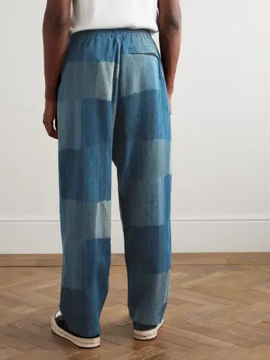 KAPITAL Tugihagi Easy Straight-Leg Patchwork Cotton Drawstring Trousers - Men | Thumbnail 4