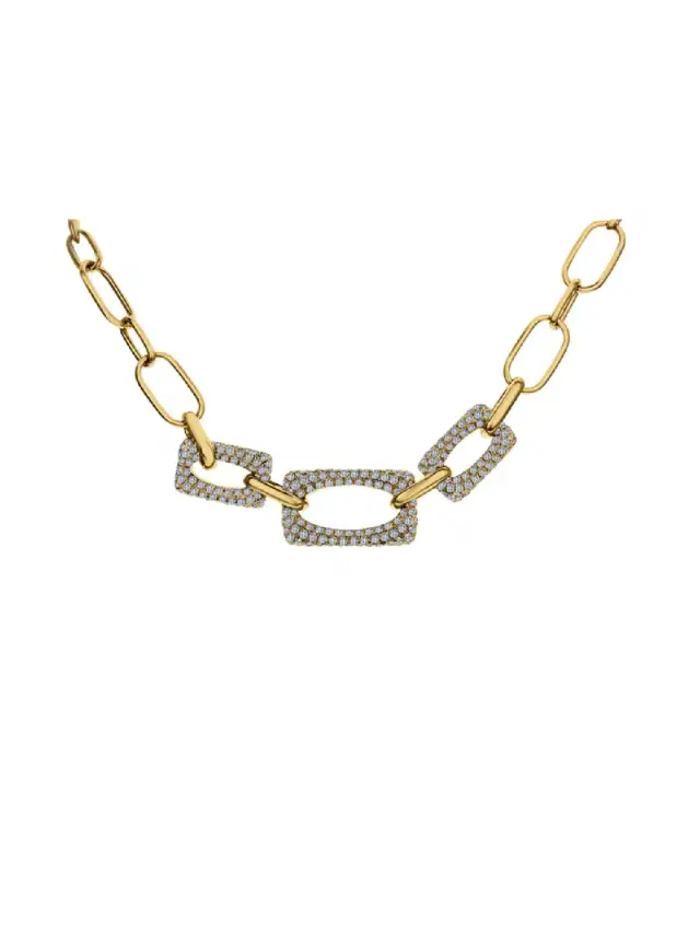 Wish Fine Jewelry 3.1ct Diamond 14K Gold  Link Necklace