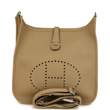 HERMÈS Hermes Evelyne III PM Poussiere Clemence Palladium Hardware | Thumbnail 1 HERMÈS Hermes Evelyne III PM Poussiere Clemence Palladium Hardware | Thumbnail 1