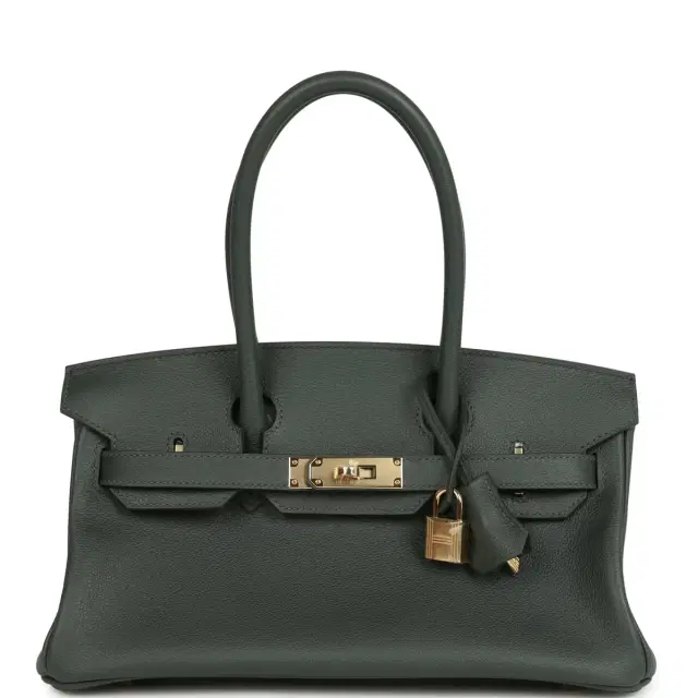 hermes Hermes Shoulder Birkin Light 29 Vert Mangrove Evercolor Permabrass Hardware