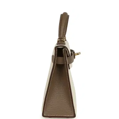 HERMÈS Hermes Special Order (HSS) Kelly Sellier 20 Nata and Etoupe Chevre Mysore Permabrass Hardware | Thumbnail 3 HERMÈS Hermes Special Order (HSS) Kelly Sellier 20 Nata and Etoupe Chevre Mysore Permabrass Hardware | Thumbnail 3