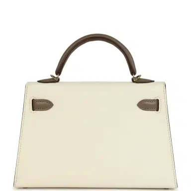 HERMÈS Hermes Special Order (HSS) Kelly Sellier 20 Nata and Etoupe Chevre Mysore Permabrass Hardware | Thumbnail 4 HERMÈS Hermes Special Order (HSS) Kelly Sellier 20 Nata and Etoupe Chevre Mysore Permabrass Hardware | Thumbnail 4