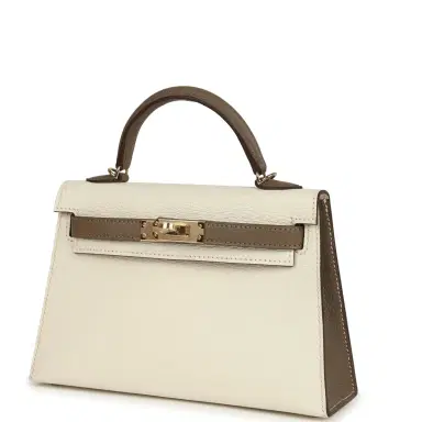 HERMÈS Hermes Special Order (HSS) Kelly Sellier 20 Nata and Etoupe Chevre Mysore Permabrass Hardware | Thumbnail 5 HERMÈS Hermes Special Order (HSS) Kelly Sellier 20 Nata and Etoupe Chevre Mysore Permabrass Hardware | Thumbnail 5