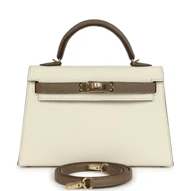 HERMÈS Hermes Special Order (HSS) Kelly Sellier 20 Nata and Etoupe Chevre Mysore Permabrass Hardware | Thumbnail 1 HERMÈS Hermes Special Order (HSS) Kelly Sellier 20 Nata and Etoupe Chevre Mysore Permabrass Hardware | Thumbnail 1