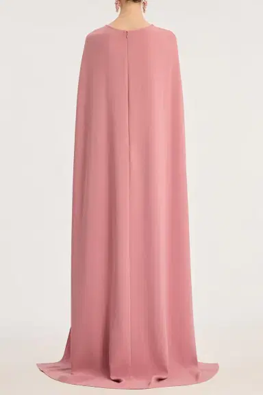 Oscar de la Renta Draped Sleeve Brooch Caftan Gown | Thumbnail 5