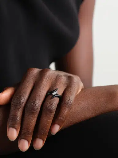 Nikos Koulis Oui 18-karat White Gold, Diamond And Enamel Ring | Thumbnail 2