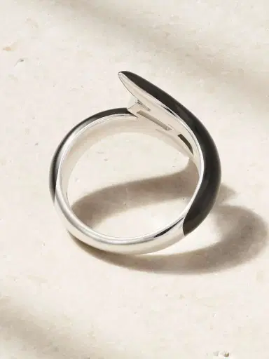 Nikos Koulis Oui 18-karat White Gold, Diamond And Enamel Ring | Thumbnail 3