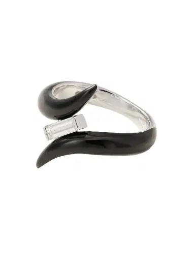 Nikos Koulis Oui 18-karat White Gold, Diamond And Enamel Ring | Thumbnail 1
