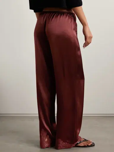 DÔEN Lavon Lace-trimmed Silk-satin Wide-leg Pants | Thumbnail 3 DÔEN Lavon Lace-trimmed Silk-satin Wide-leg Pants | Thumbnail 3