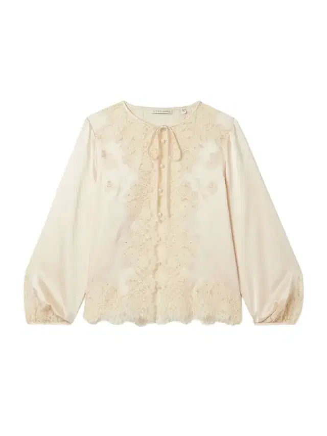 DÔEN Lucine Lace-trimmed Silk-satin Blouse