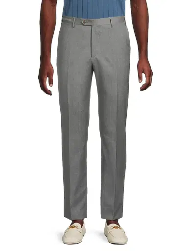 Corneliani Men's Wool & Silk Slim-Fit Trousers - Grey | Thumbnail 3 Corneliani Men's Wool & Silk Slim-Fit Trousers - Grey | Thumbnail 3