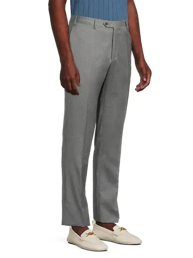 Corneliani Men's Wool & Silk Slim-Fit Trousers - Grey | Thumbnail 4 Corneliani Men's Wool & Silk Slim-Fit Trousers - Grey | Thumbnail 4