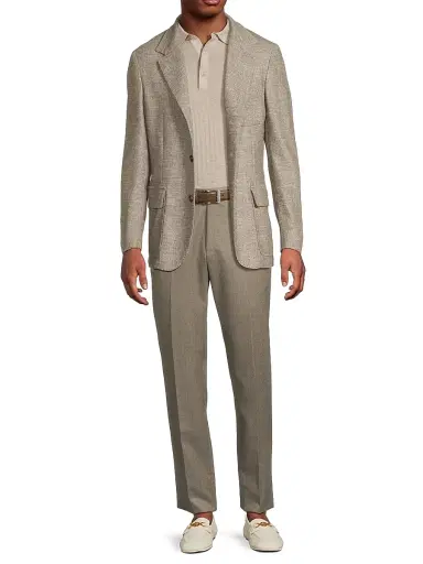 CORNELIANI Men's Virgin Wool-Blend Blazer - Natural - Size 46 | Thumbnail 2