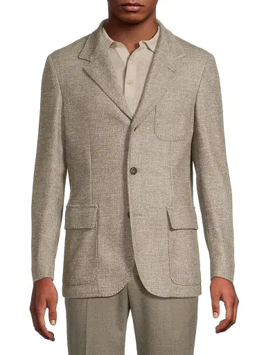 CORNELIANI Men's Virgin Wool-Blend Blazer - Natural - Size 46 | Thumbnail 3