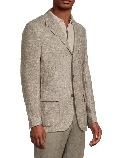 CORNELIANI Men's Virgin Wool-Blend Blazer - Natural - Size 46 | Thumbnail 4