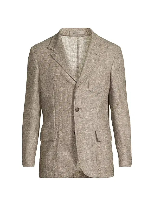 CORNELIANI Men's Virgin Wool-Blend Blazer - Natural