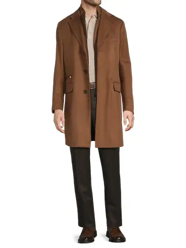 CORNELIANI Men's Wool Single-Breasted Topcoat - Beige - Size 48 | Thumbnail 2