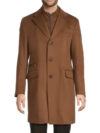 CORNELIANI Men's Wool Single-Breasted Topcoat - Beige - Size 48 | Thumbnail 3