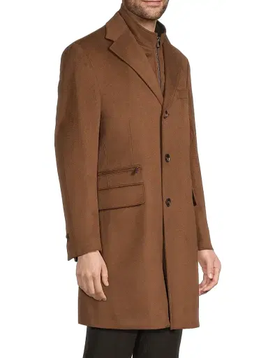CORNELIANI Men's Wool Single-Breasted Topcoat - Beige - Size 48 | Thumbnail 4