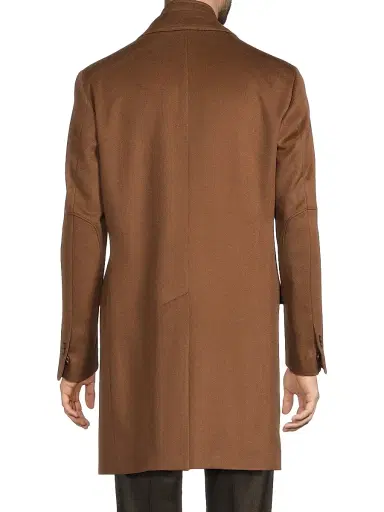 CORNELIANI Men's Wool Single-Breasted Topcoat - Beige - Size 48 | Thumbnail 5