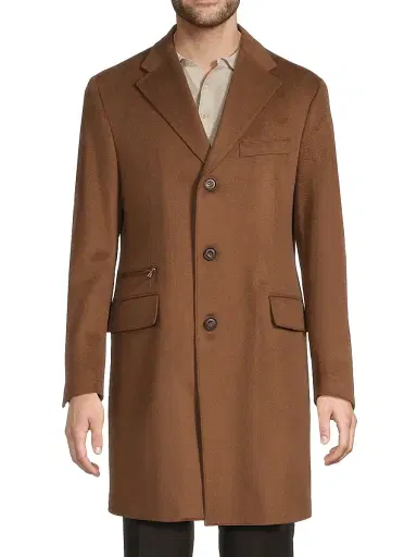 CORNELIANI Men's Wool Single-Breasted Topcoat - Beige - Size 48 | Thumbnail 6