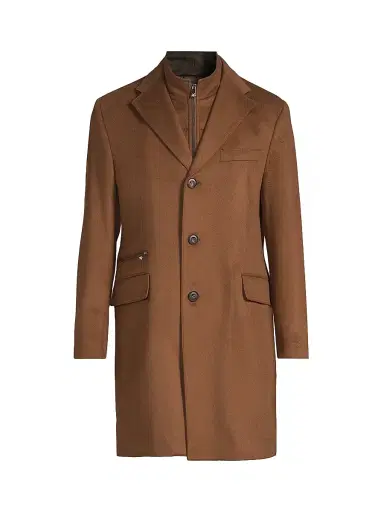 CORNELIANI Men's Wool Single-Breasted Topcoat - Beige - Size 48 | Thumbnail 1