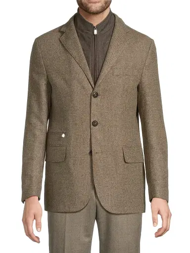 Corneliani Men's Textured Wool-Cashmere Sport Coat - Natural | Thumbnail 3
