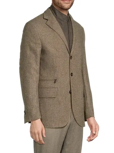 Corneliani Men's Textured Wool-Cashmere Sport Coat - Natural | Thumbnail 4