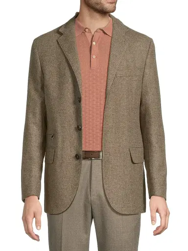 Corneliani Men's Textured Wool-Cashmere Sport Coat - Natural | Thumbnail 6