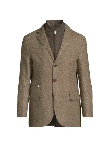 Corneliani Men's Textured Wool-Cashmere Sport Coat - Natural | Thumbnail 1