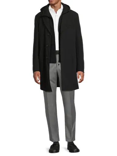 CORNELIANI Men's Peformance Stretch-Nylon Overcoat - Black - Size 44 | Thumbnail 2