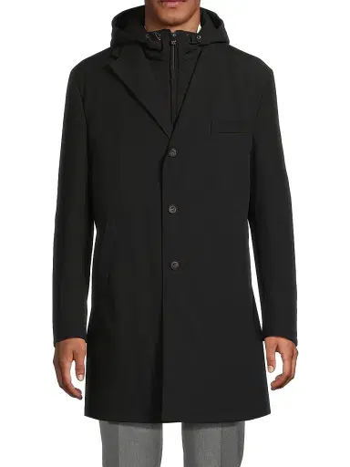 CORNELIANI Men's Peformance Stretch-Nylon Overcoat - Black - Size 44 | Thumbnail 3