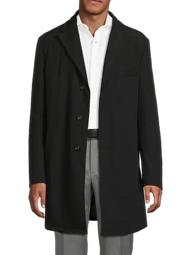 CORNELIANI Men's Peformance Stretch-Nylon Overcoat - Black - Size 44 | Thumbnail 6