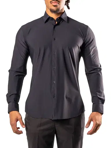 Maceoo Men's Fibonacci Stretch Euro Shirt - Black | Thumbnail 2 Maceoo Men's Fibonacci Stretch Euro Shirt - Black | Thumbnail 2