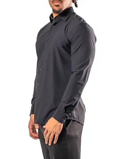 Maceoo Men's Fibonacci Stretch Euro Shirt - Black | Thumbnail 3 Maceoo Men's Fibonacci Stretch Euro Shirt - Black | Thumbnail 3