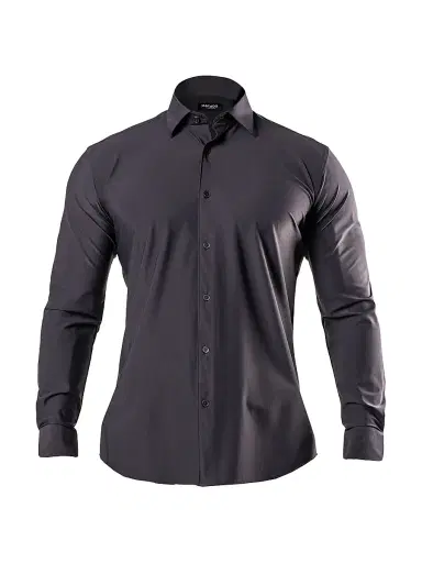 Maceoo Men's Fibonacci Stretch Euro Shirt - Black | Thumbnail 1 Maceoo Men's Fibonacci Stretch Euro Shirt - Black | Thumbnail 1