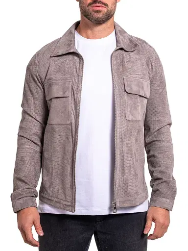 Maceoo Men's Ascension Leather Jacket - Grey | Thumbnail 2