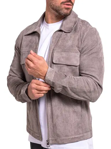 Maceoo Men's Ascension Leather Jacket - Grey | Thumbnail 4